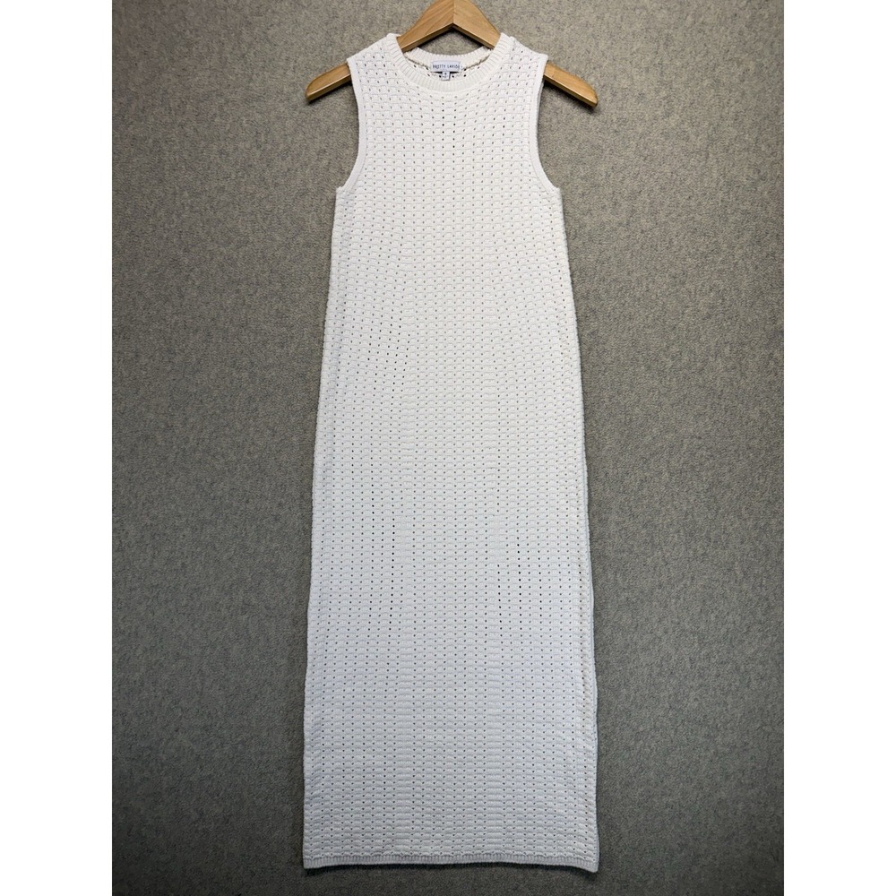 Pretty Lavish Knit Maxi Dress Womens S White Sleeveless Crochet Cotton Blend